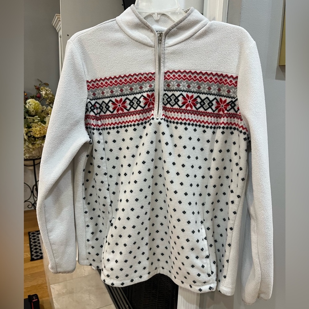 Kim Rogers Women’s Long Sleeve Winter Christmas Fleece Quarter Zip Pullover